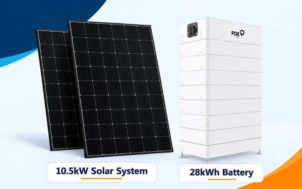 10.5kW solar system paired with a 28kWh Fox ESS battery, installed by Smart House Solar
